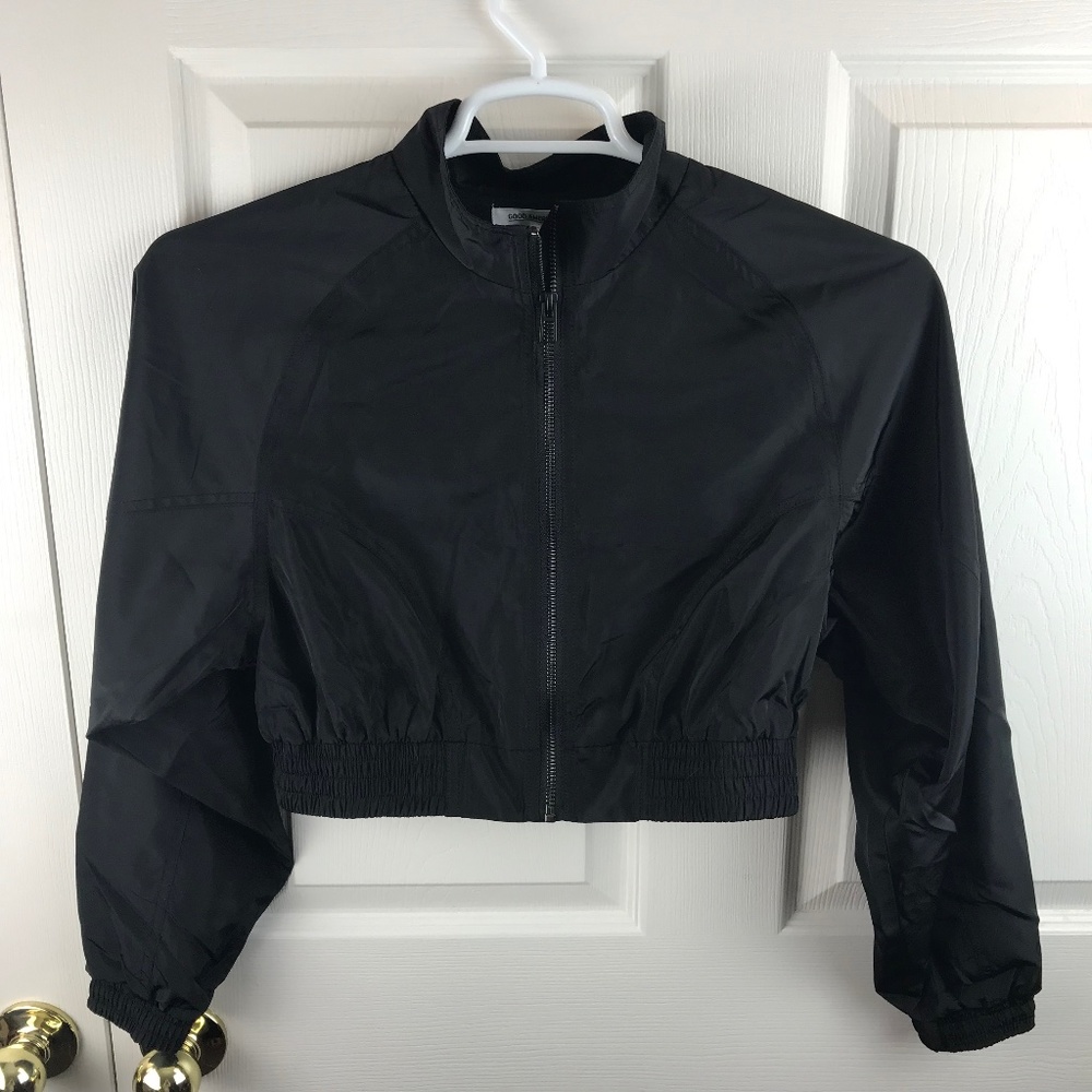 Good American Dolman Crop Track Jacket Full Zip Black Size 1